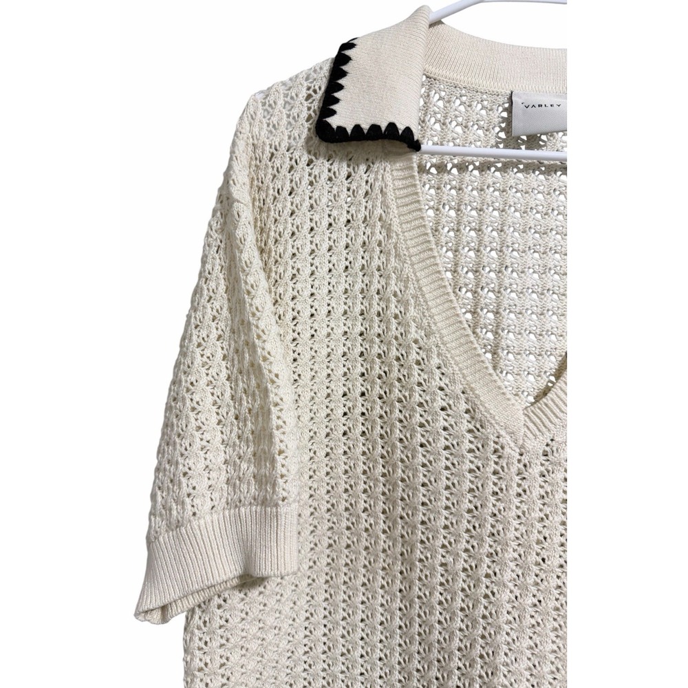 Varley Monte V-Neck Knit Polo Cream Women's‎ Size X-Large - Picture 7 of 12